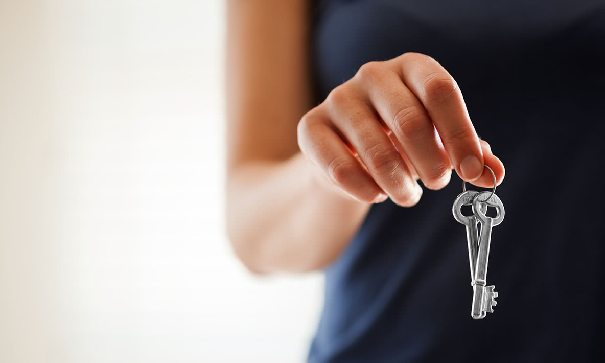 Close-up of hand holding keys